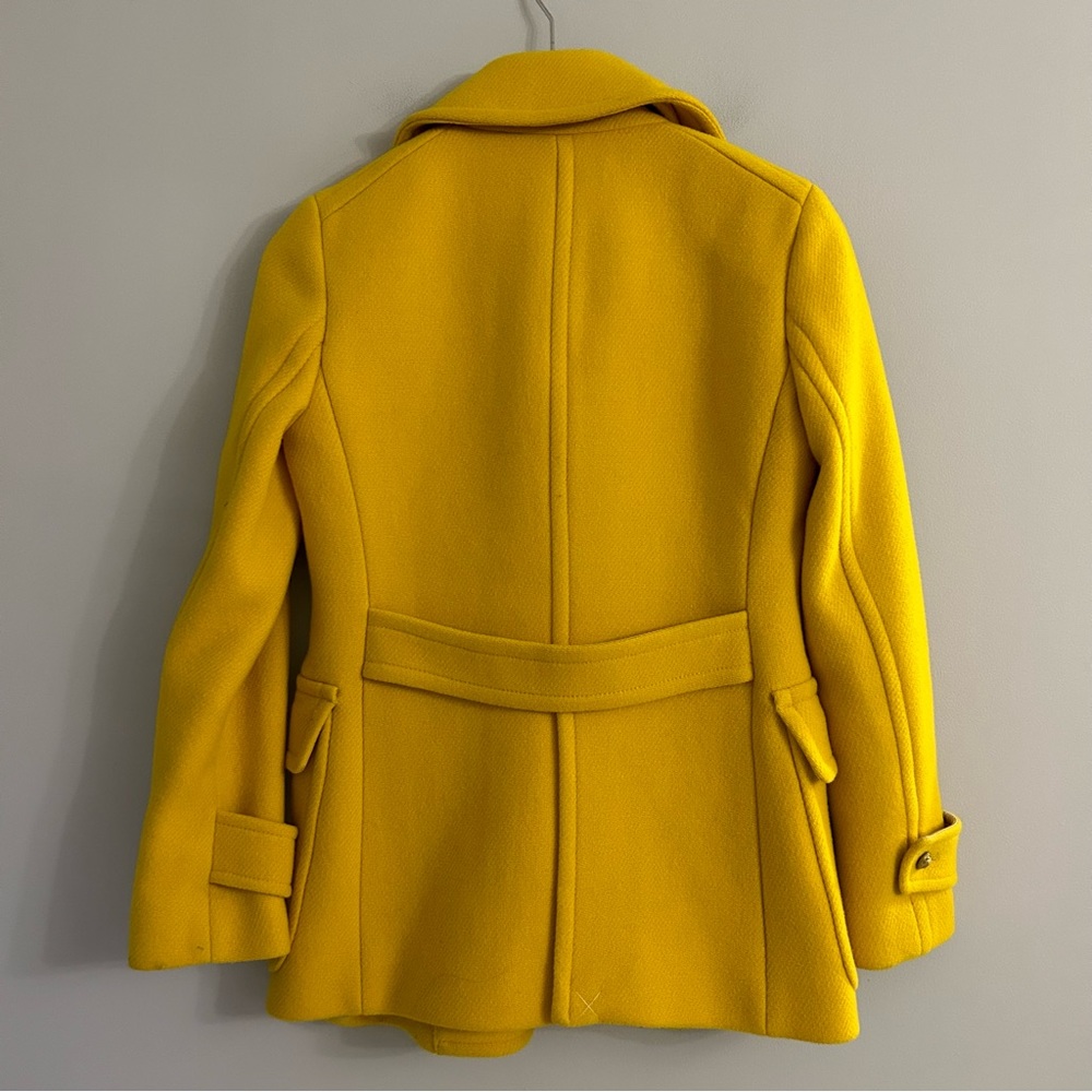 J.Crew Stadium Cloth Yellow Double Breasted Pea Coat - Picture 5 of 9